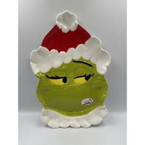 Zrike Brands Dr. Seuss The Grinch Santa Hand Painted Platter 2025 NEW!!!